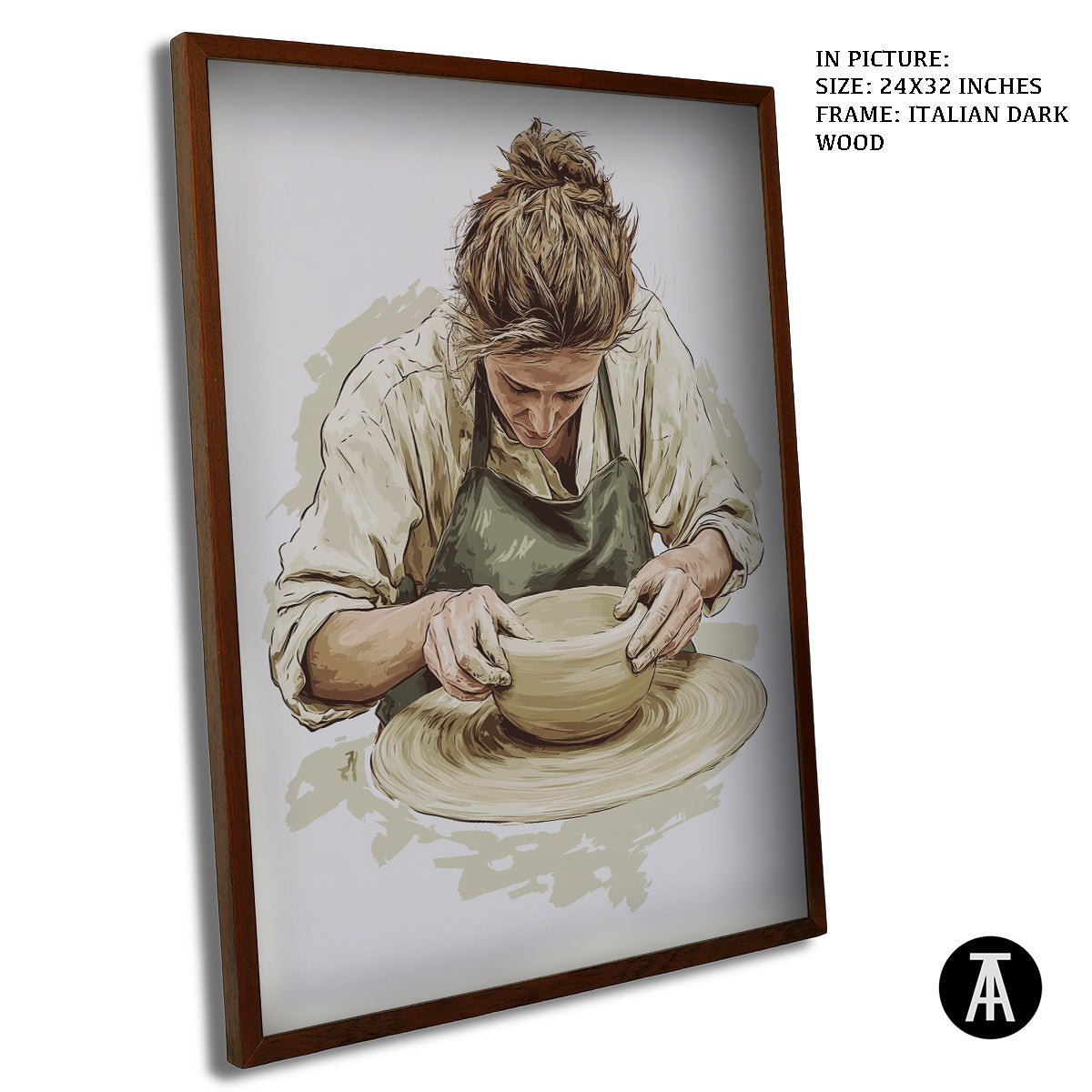 Artwork in Dark Wood Frame