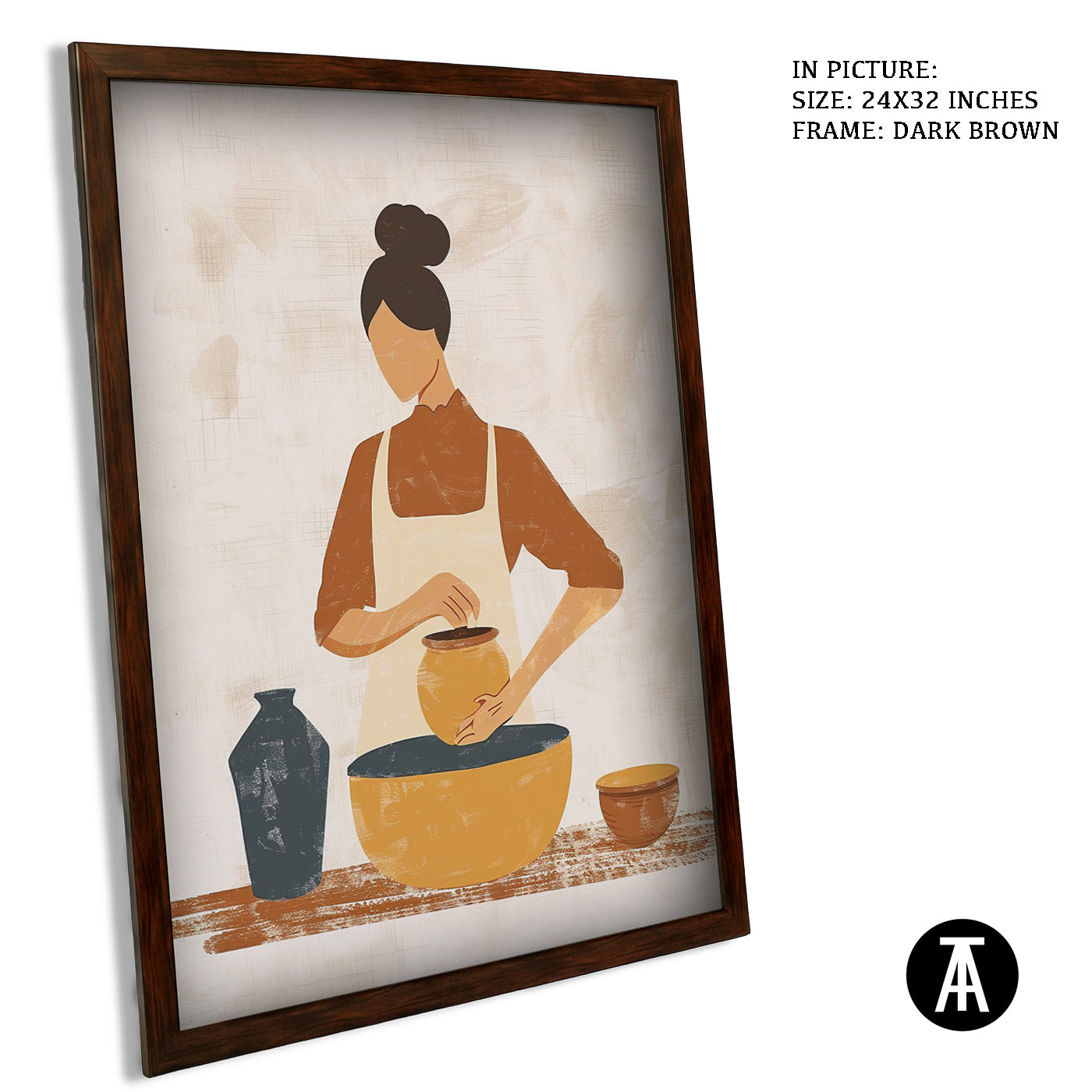 Artwork in Dark Brown Frame