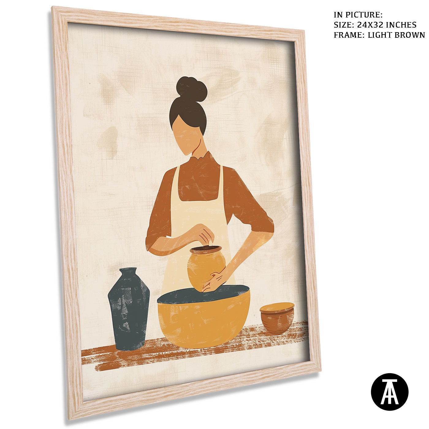 Artwork in Light Brown Frame