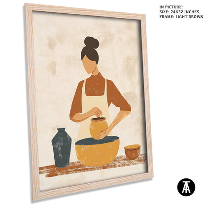 Artwork in Light Brown Frame