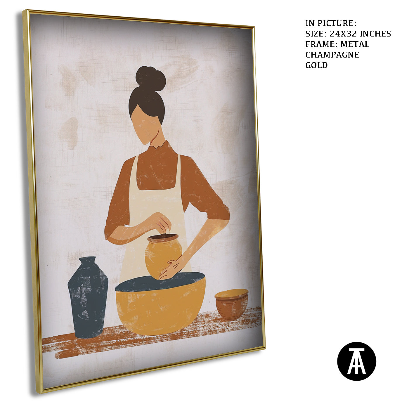 Artwork in Metal Champagne Gold Frame