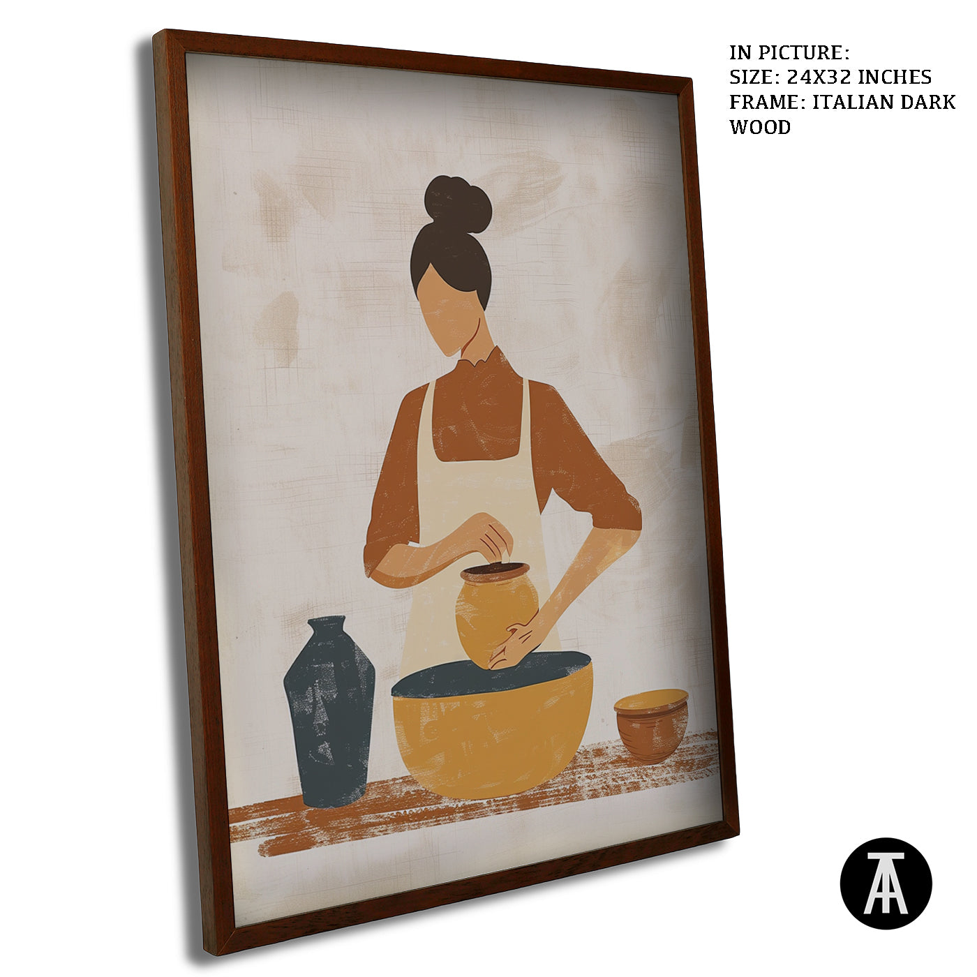 Artwork in Dark Wood Frame