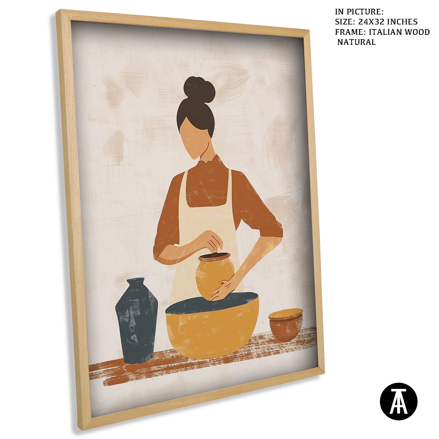 Artwork in Natural Wood Frame
