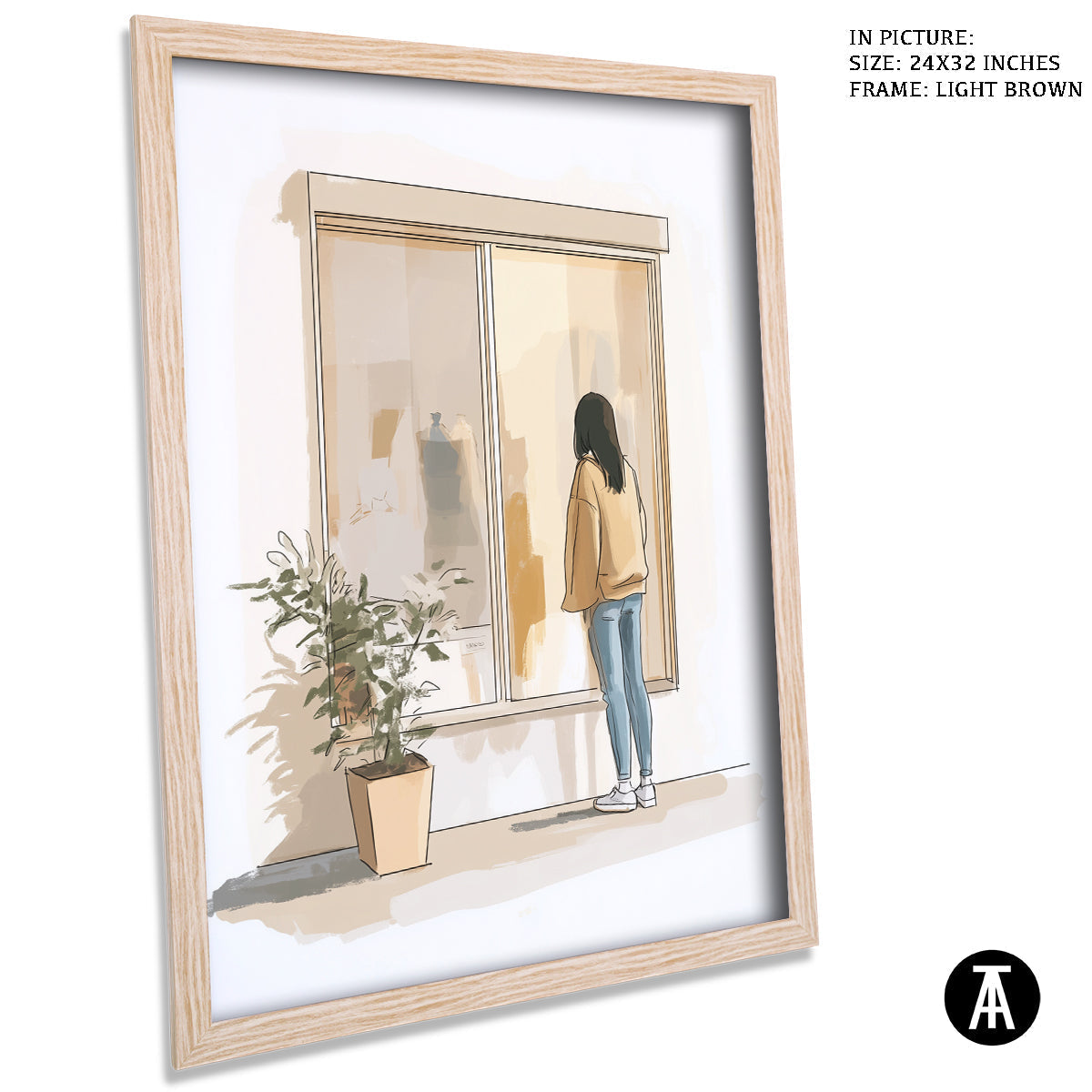 Artwork in Dark Brown Frame