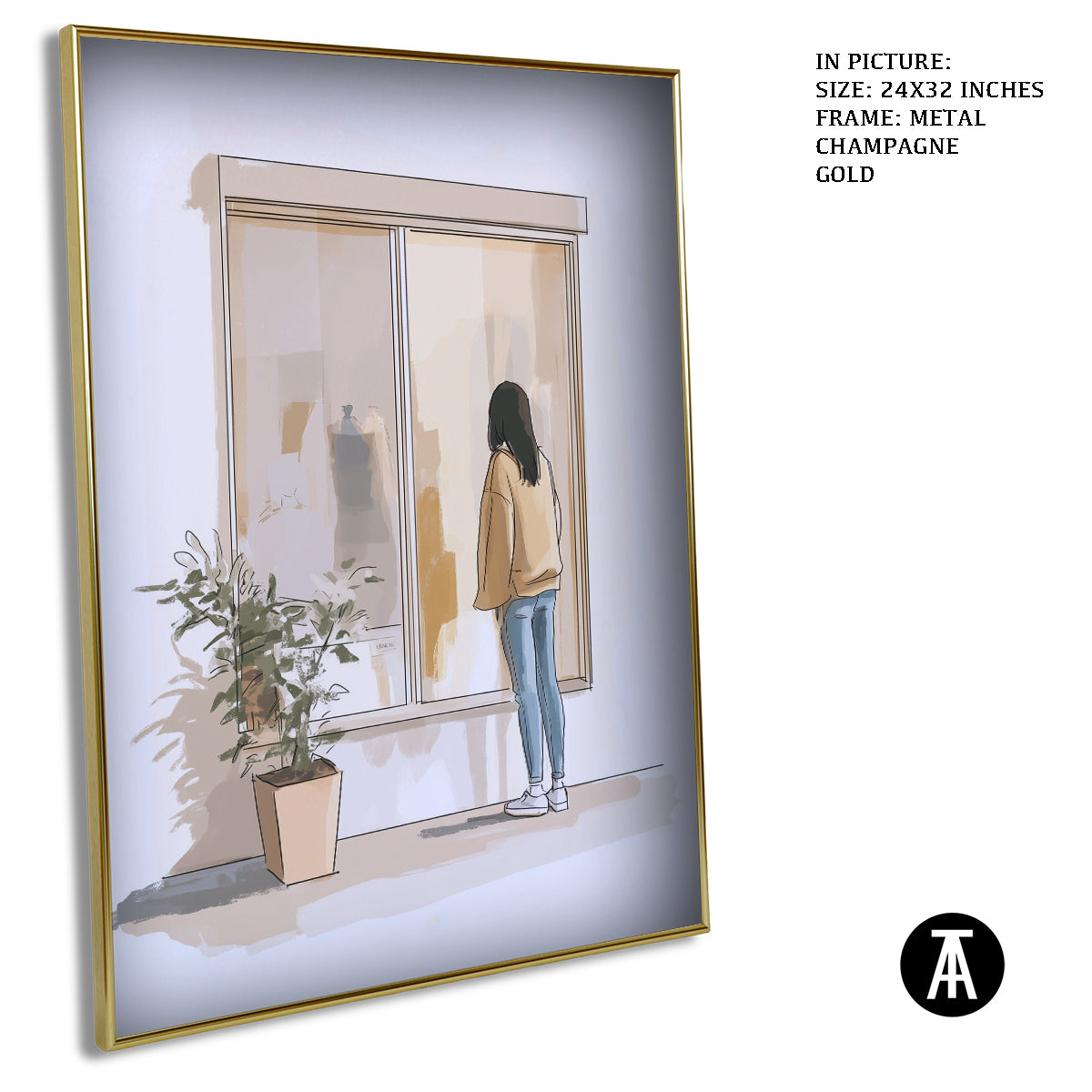 Artwork in Light Brown Frame