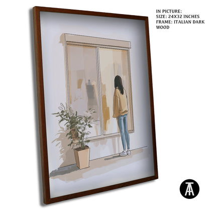 Artwork in Dark Wood Frame