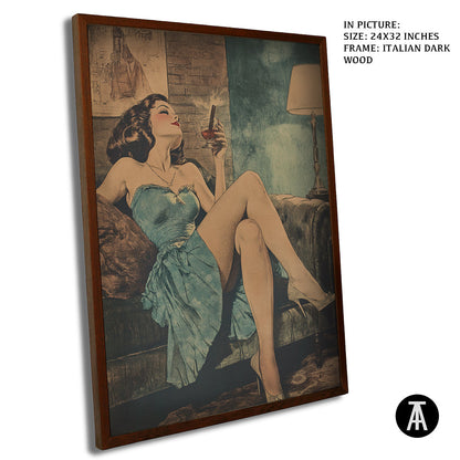 Artwork in Dark Wood Frame