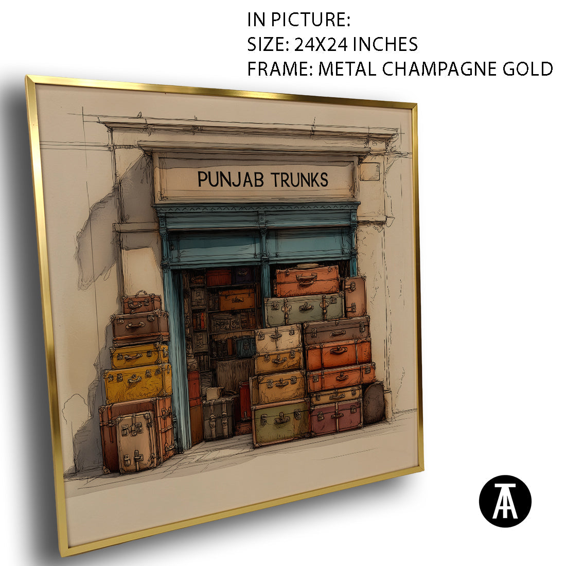 Artwork in Metal Champagne Gold Frame