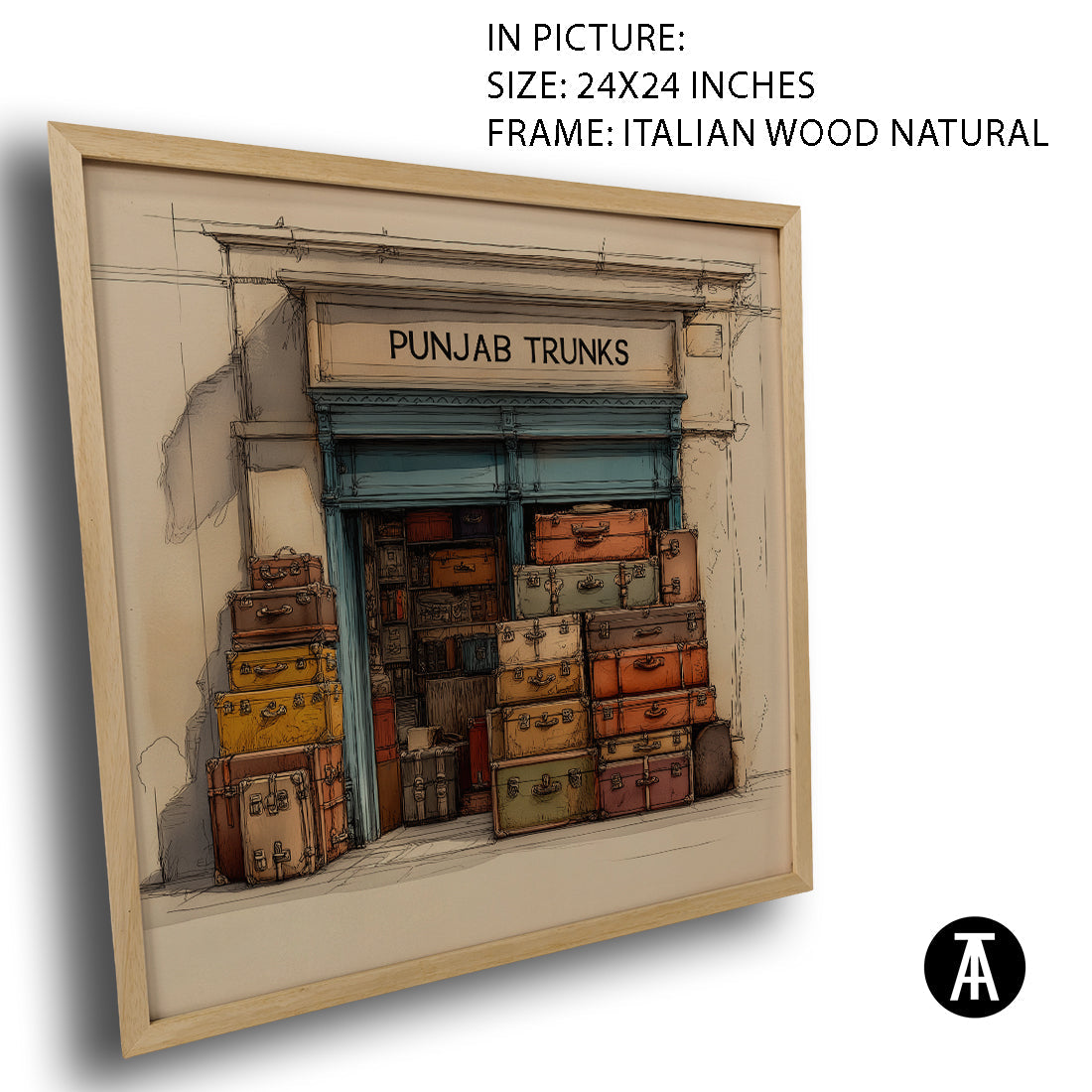 Artwork in Natural Wood Frame