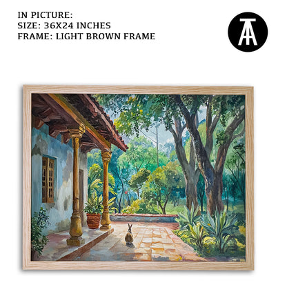 Artwork in Light Brown Frame