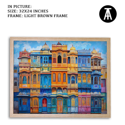 Artwork in Light Brown Frame