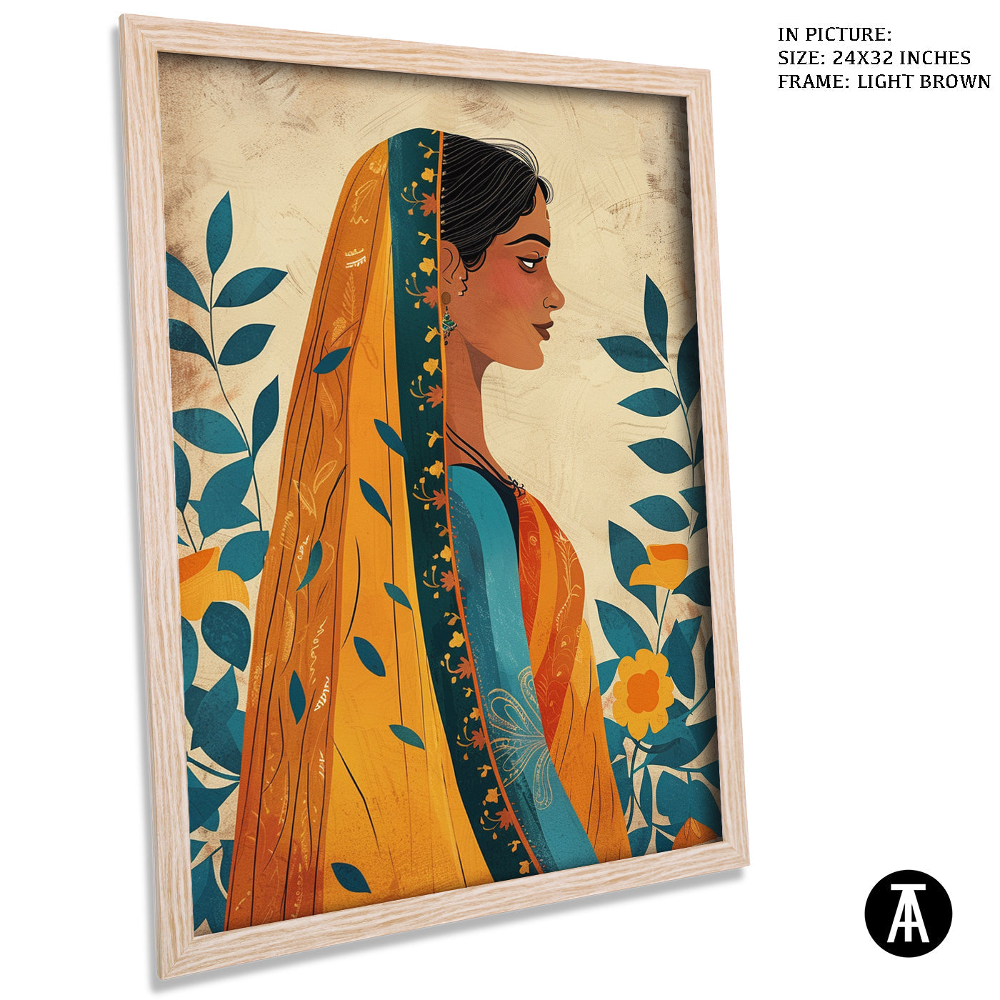 Artwork in Light Brown Frame
