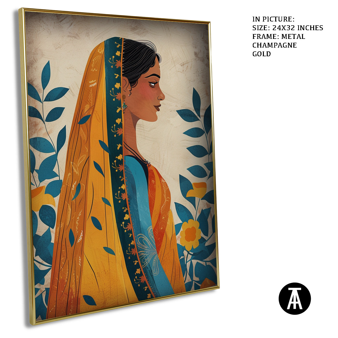 Artwork in Metal Champagne Gold Frame