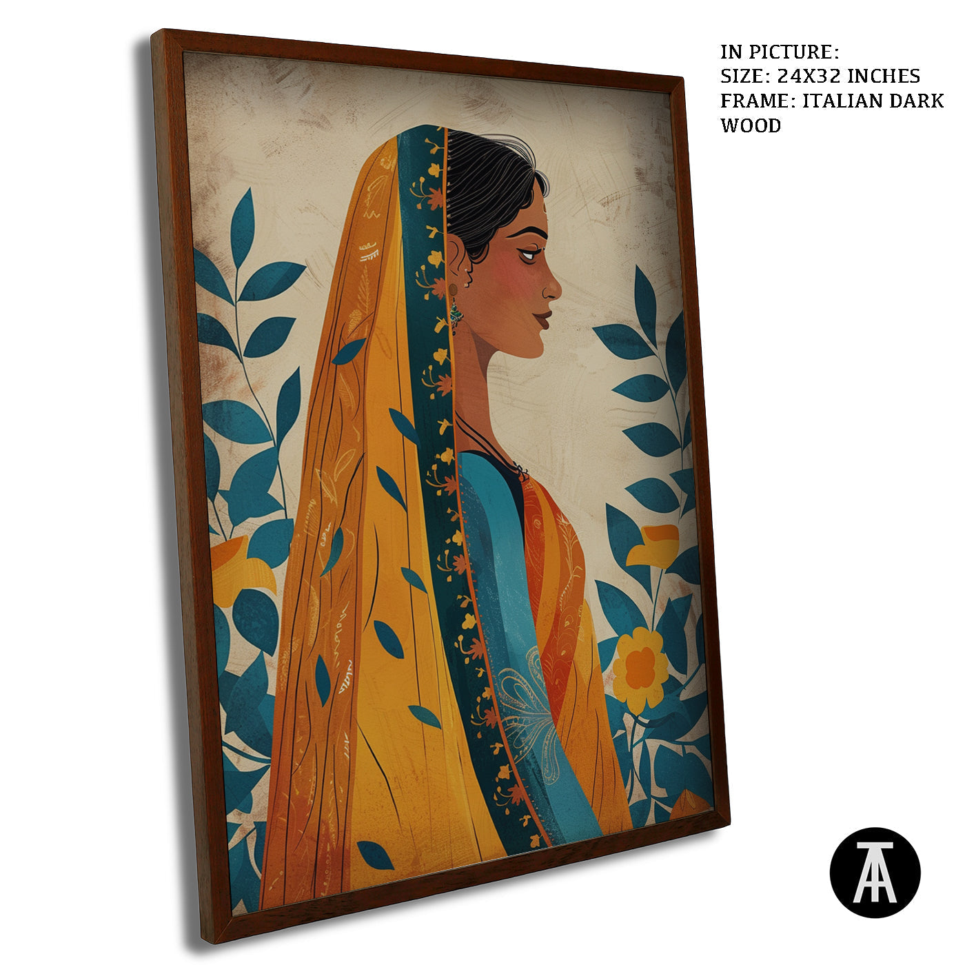 Artwork in Dark Wood Frame