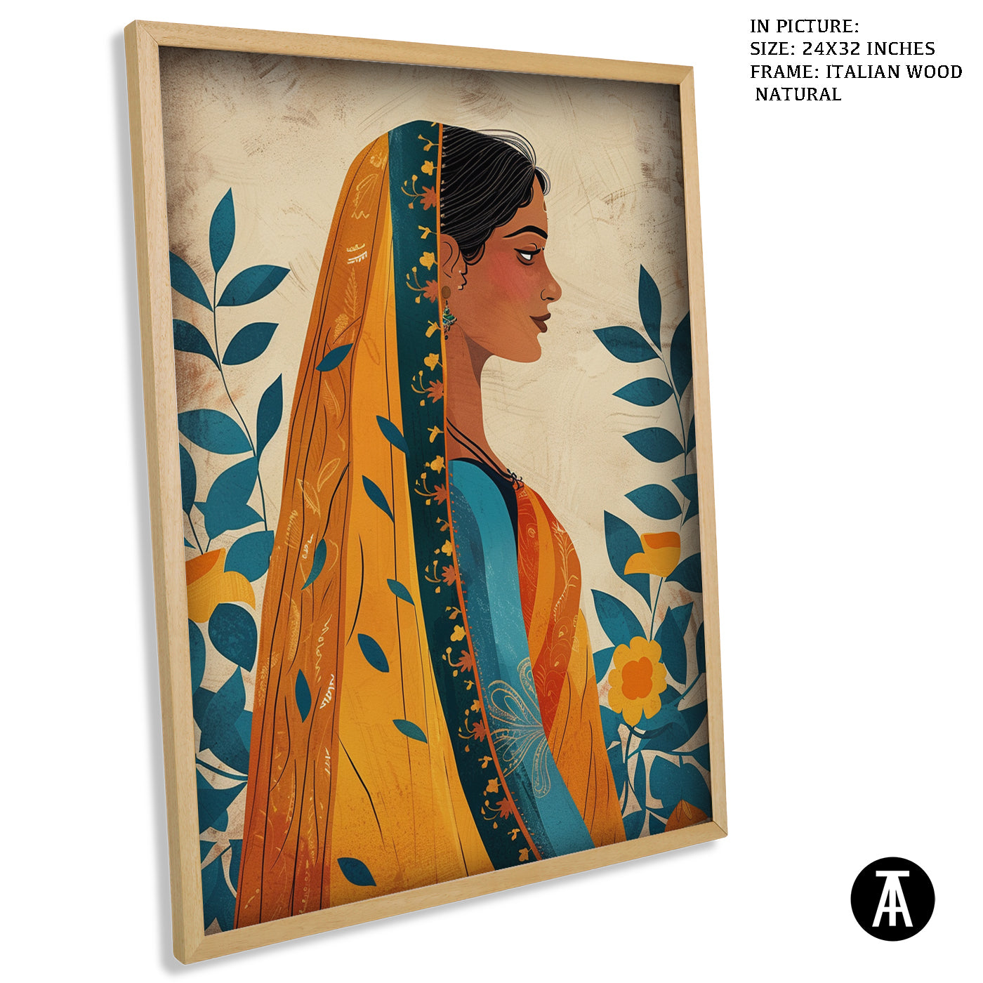Artwork in Natural Wood Frame
