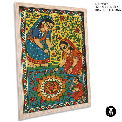 Artwork in Light Brown Frame