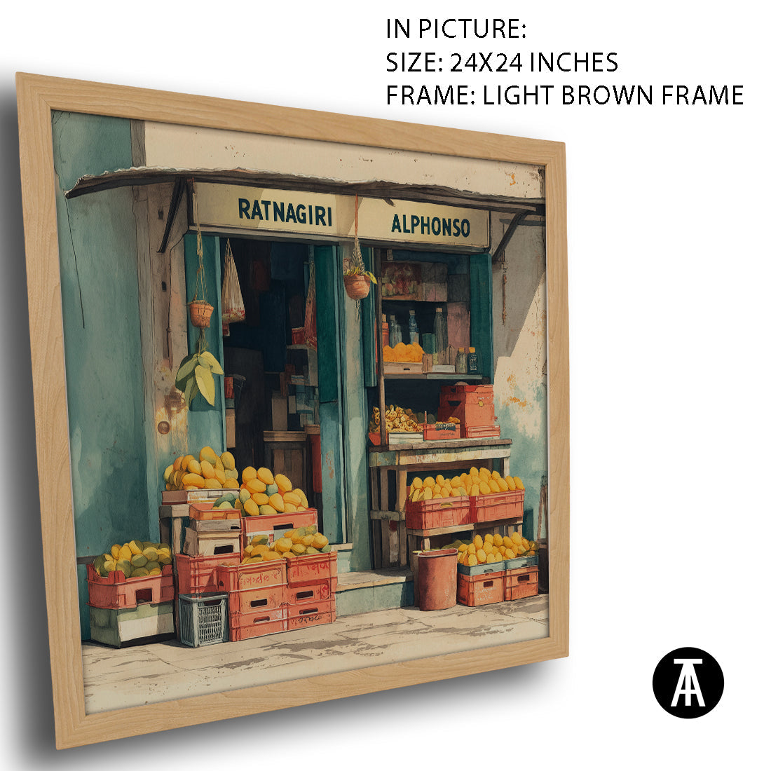 Artwork in Light Brown Frame