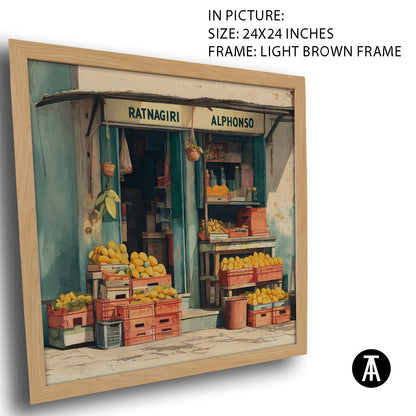 Artwork in Light Brown Frame