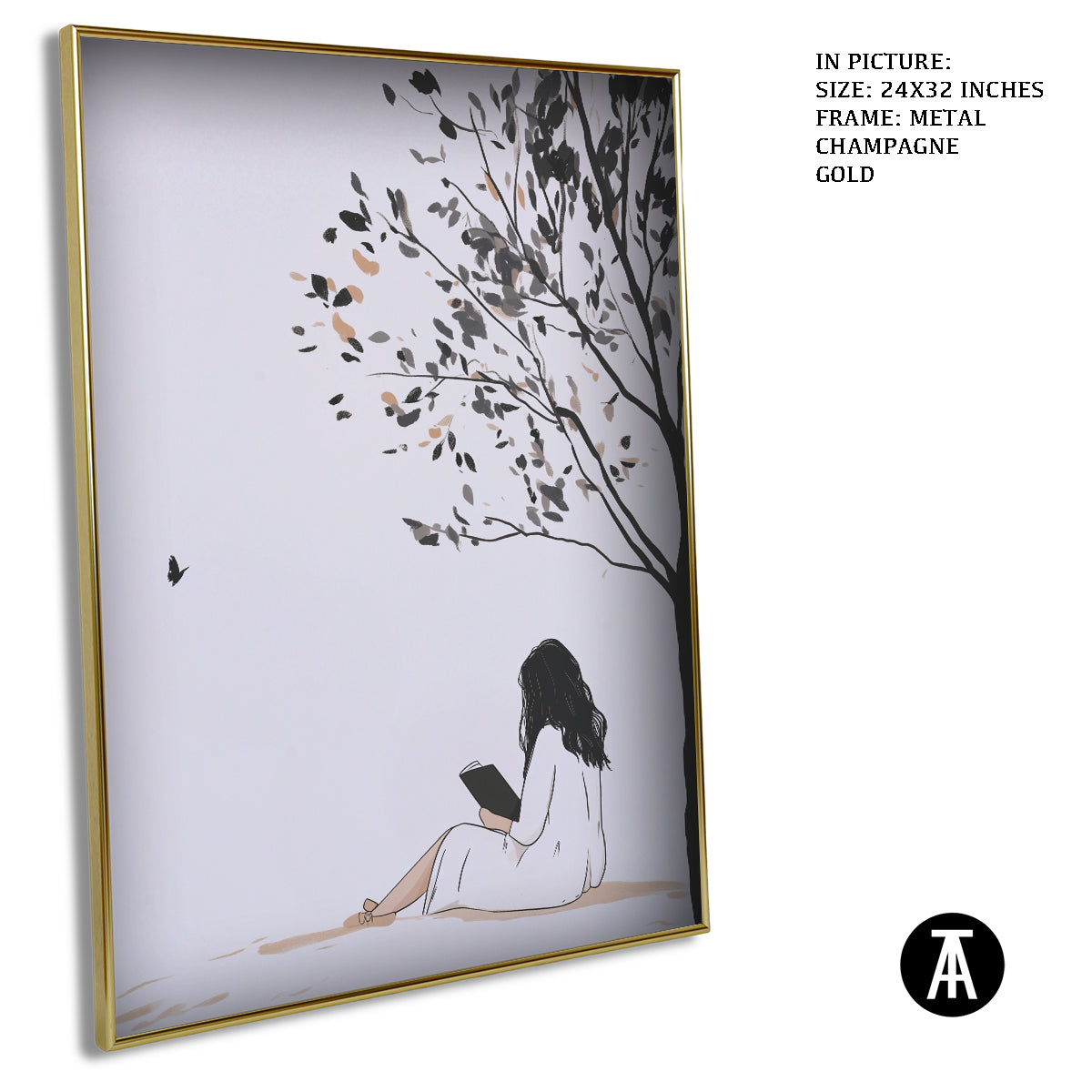 Artwork in Light Brown Frame