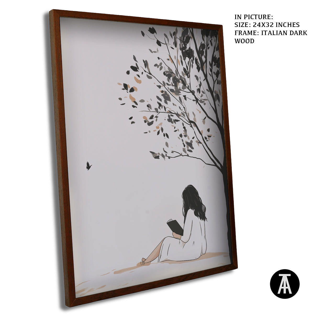 Artwork in Dark Wood Frame