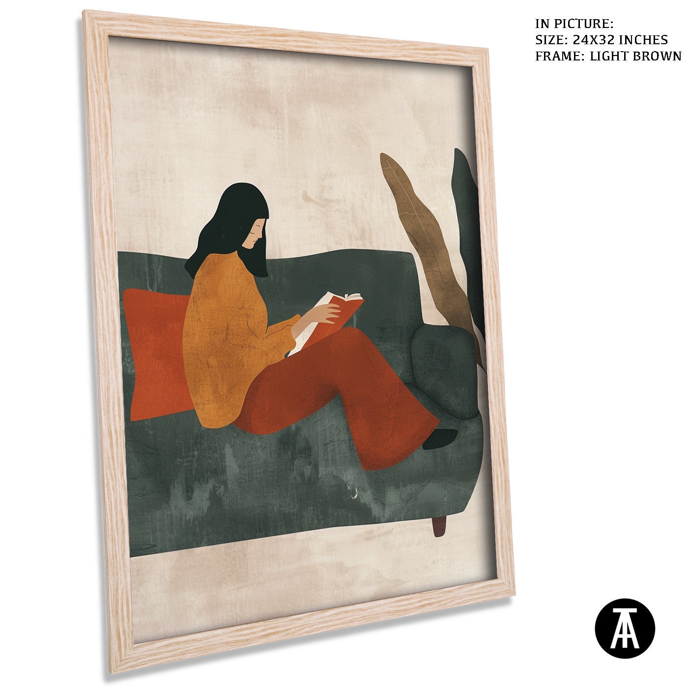 Artwork in Light Brown Frame