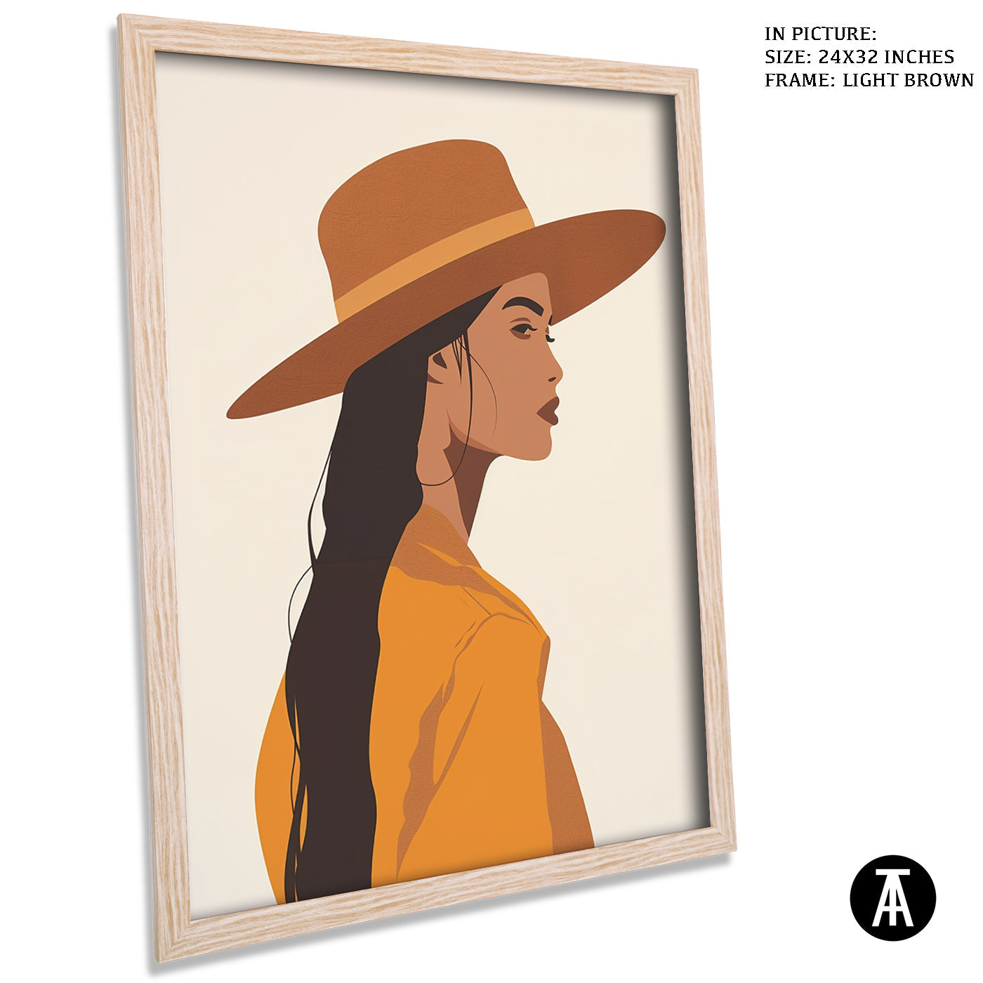 Artwork in Light Brown Frame