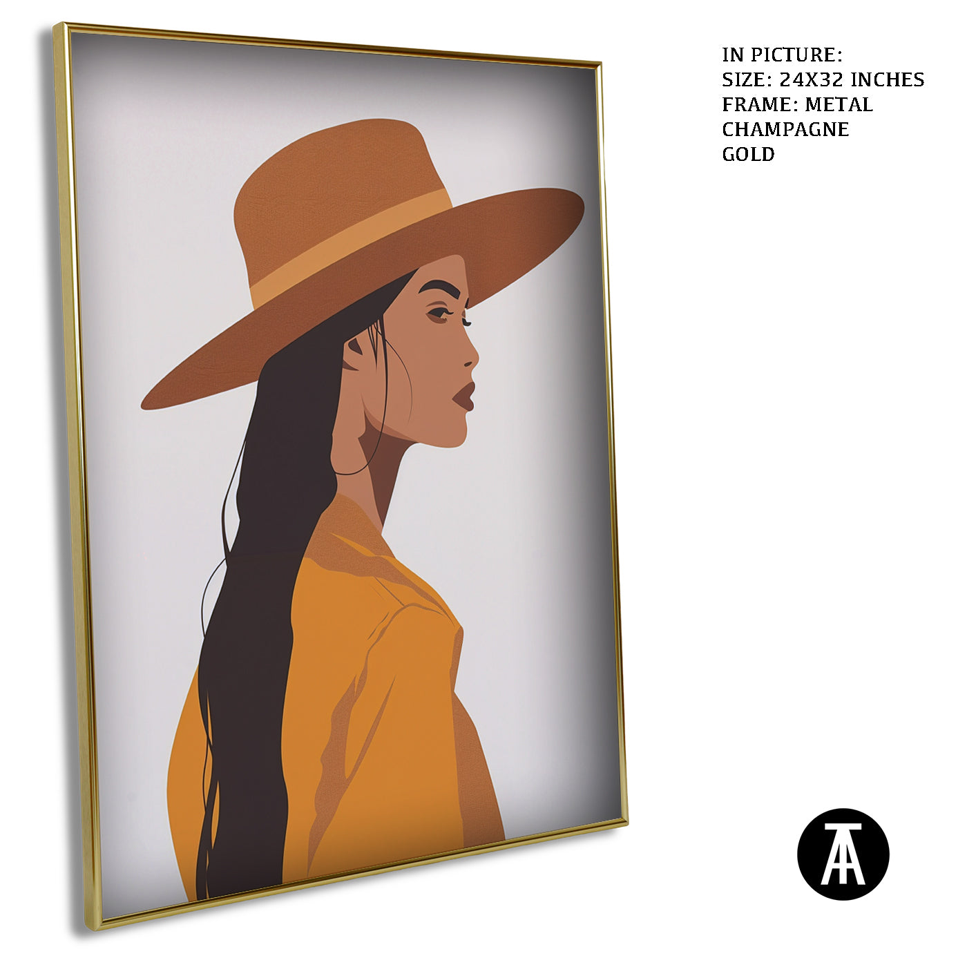 Artwork in Metal Champagne Gold Frame
