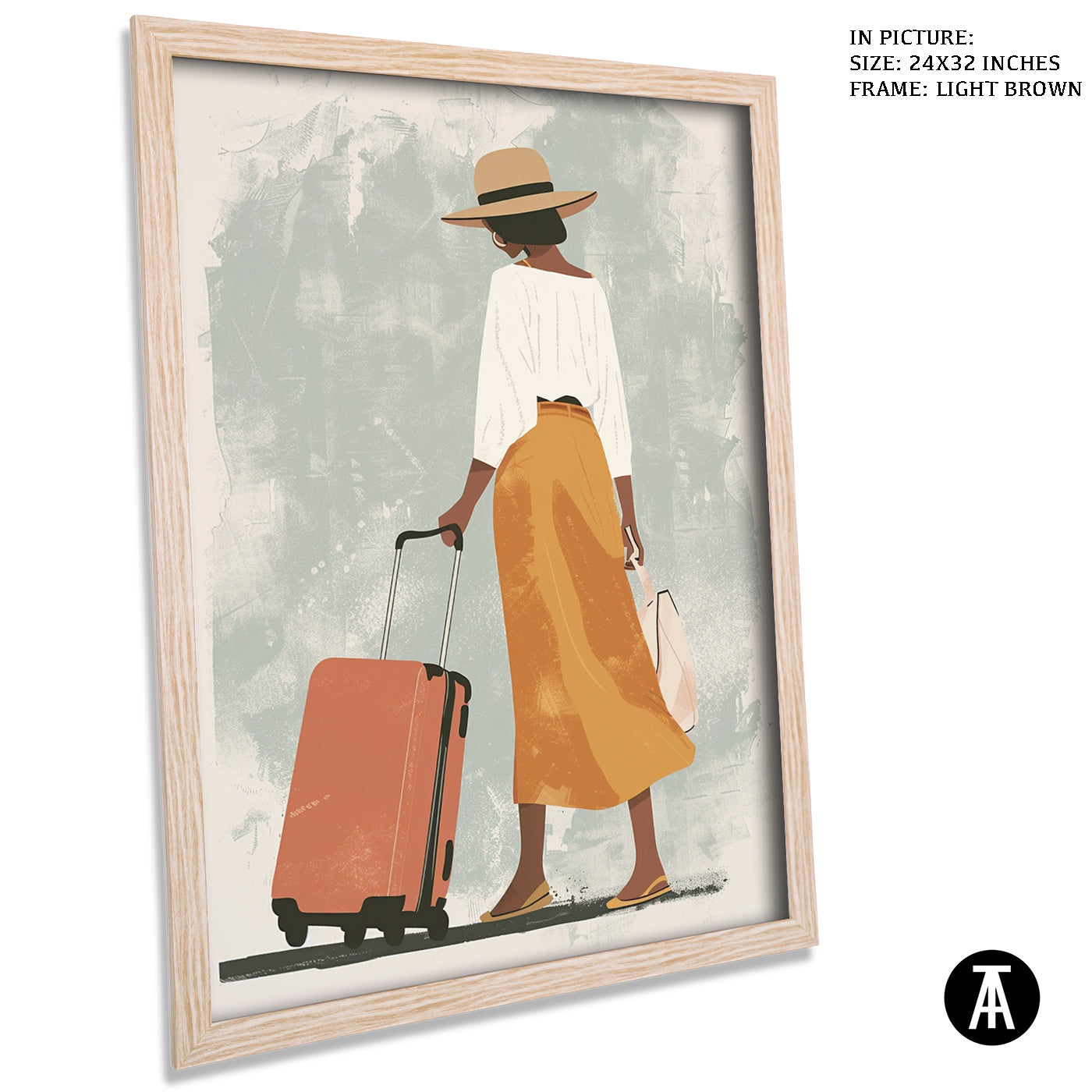 Artwork in Light Brown Frame