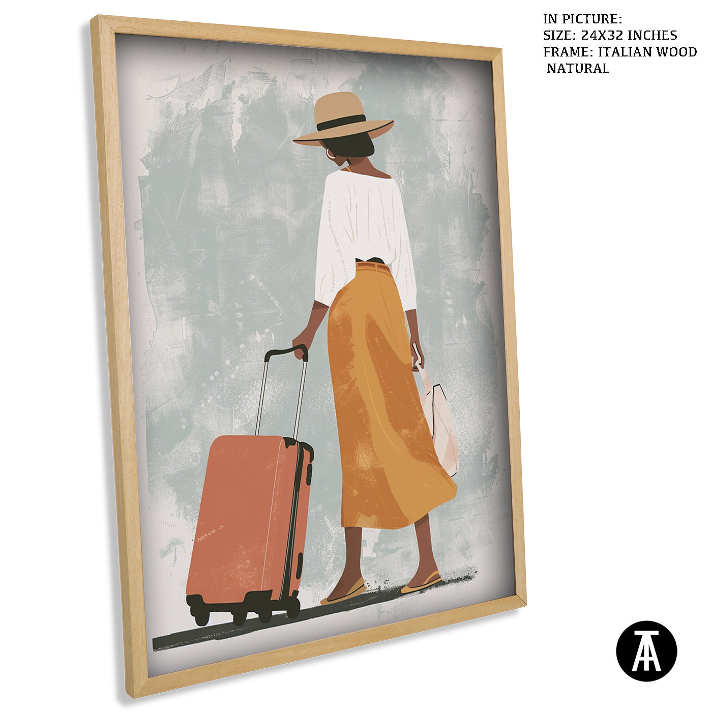 Artwork in Natural Wood Frame