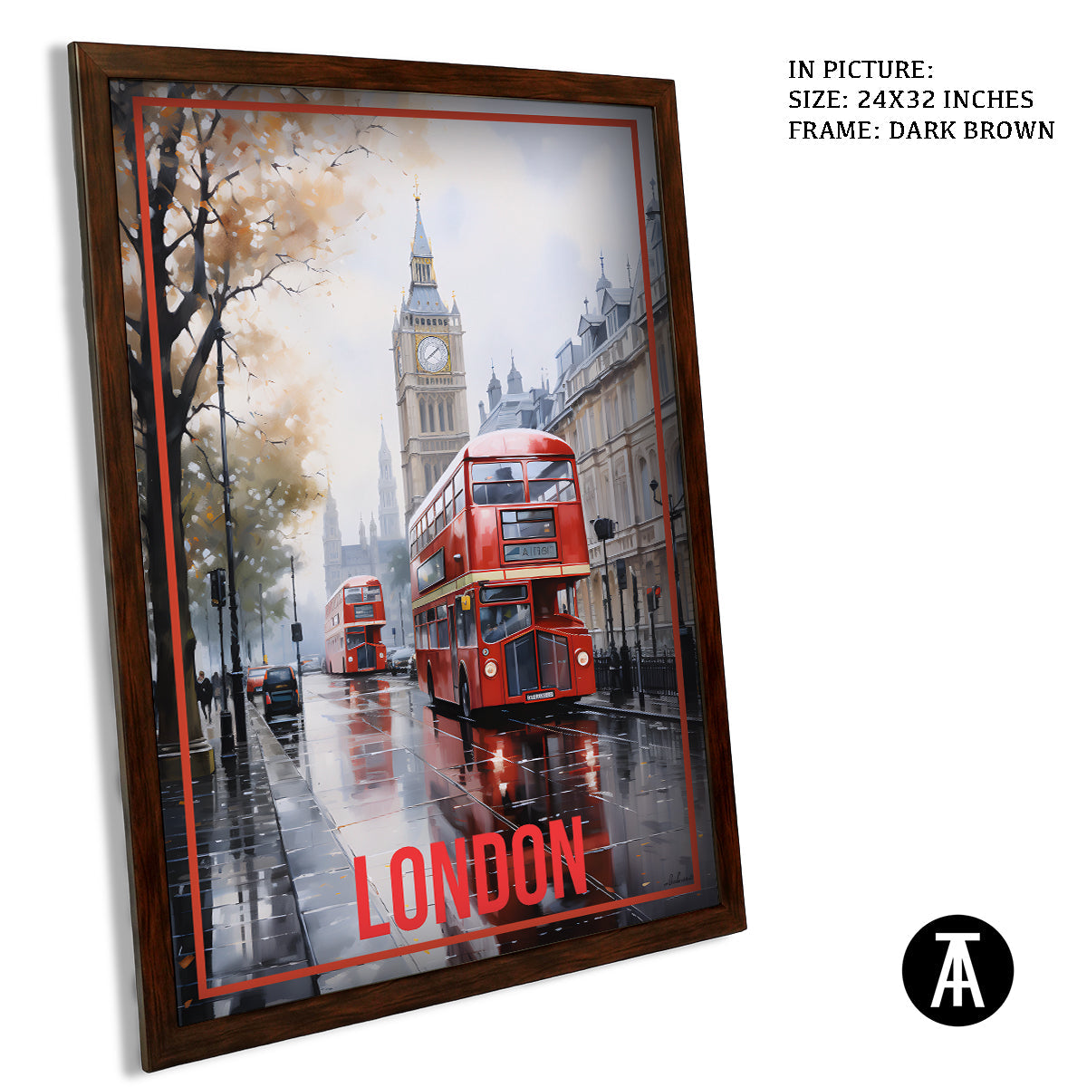 Sample Artwork in Dark Brown Frame