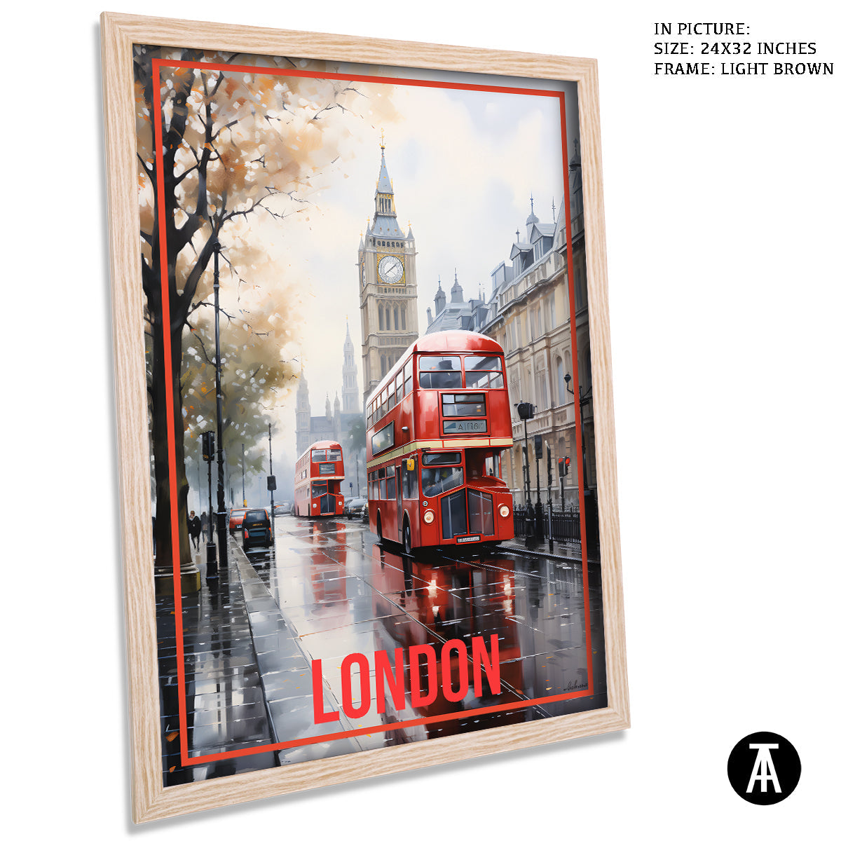 Sample Artwork in Light Brown Frame
