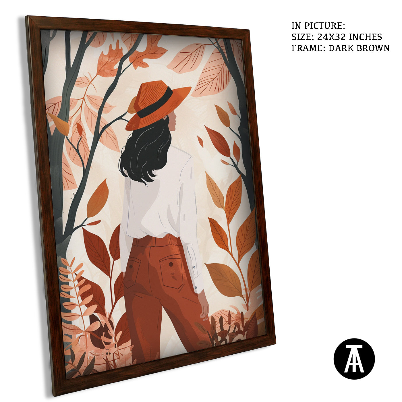 Artwork in Dark Brown Frame