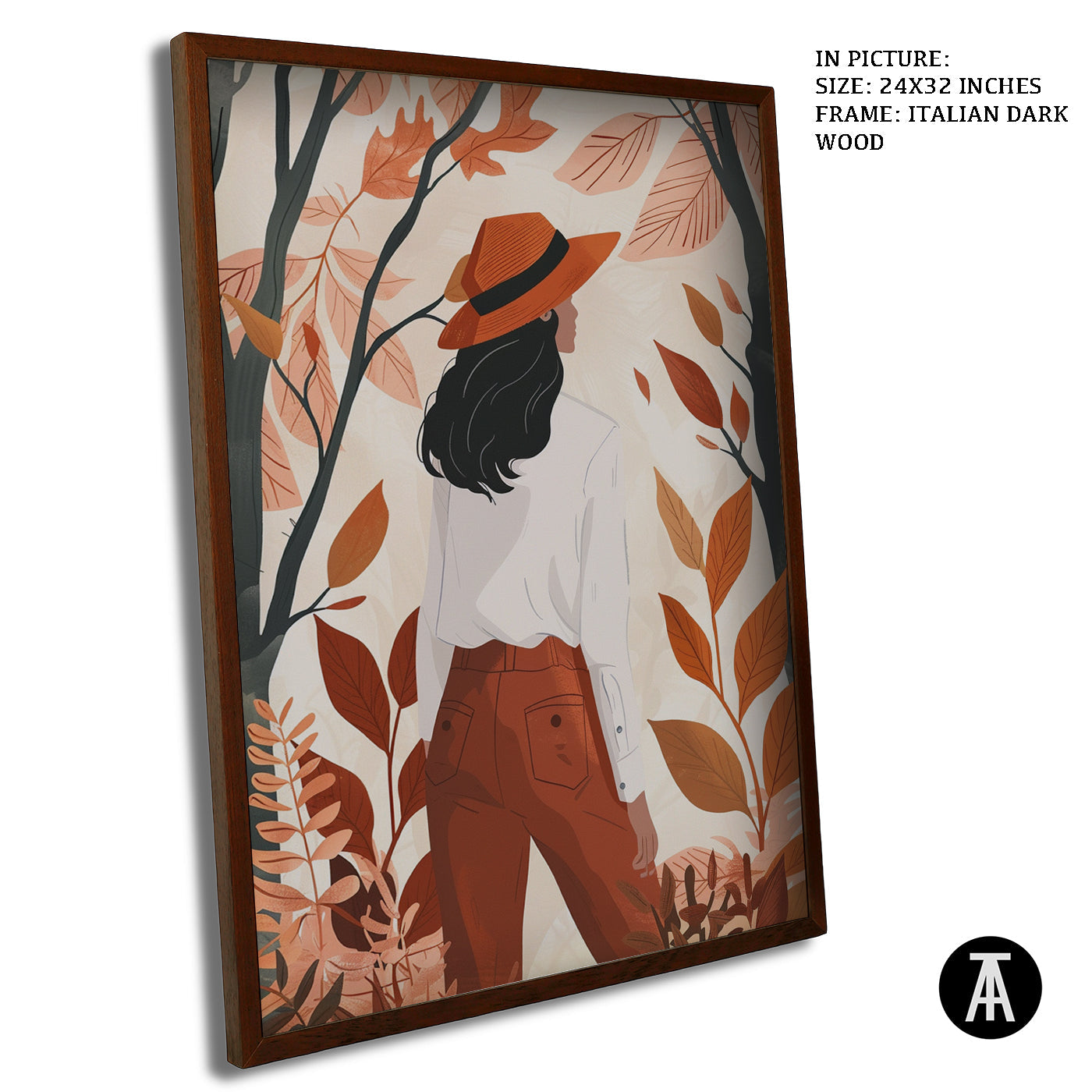 Artwork in Dark Wood Frame