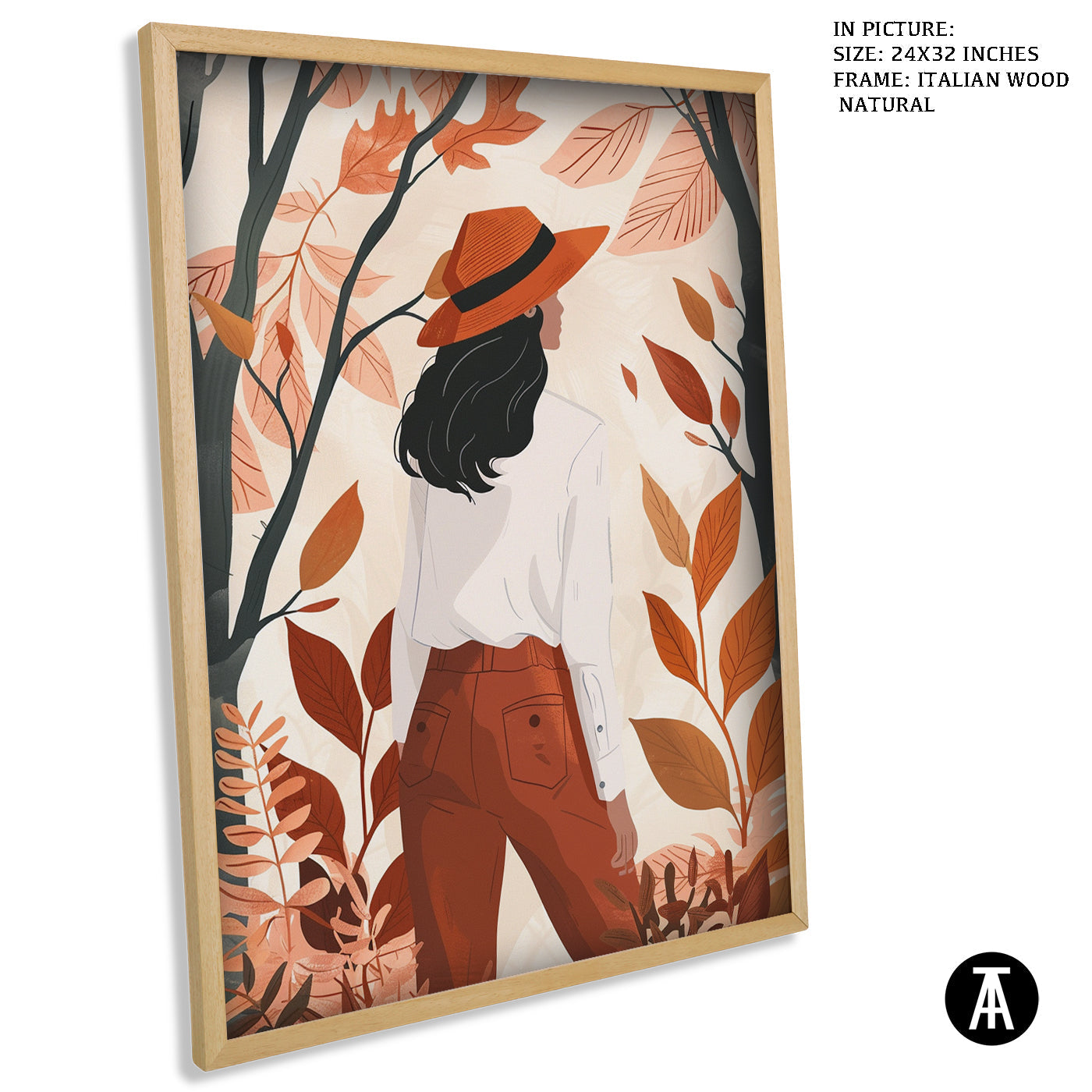 Artwork in Natural Wood Frame