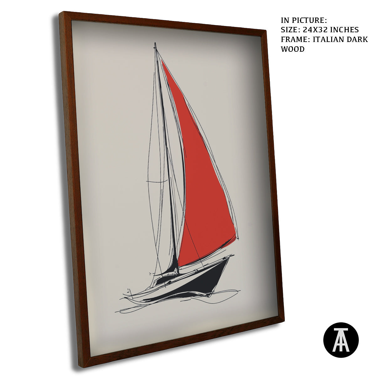Artwork in Dark Wood Frame