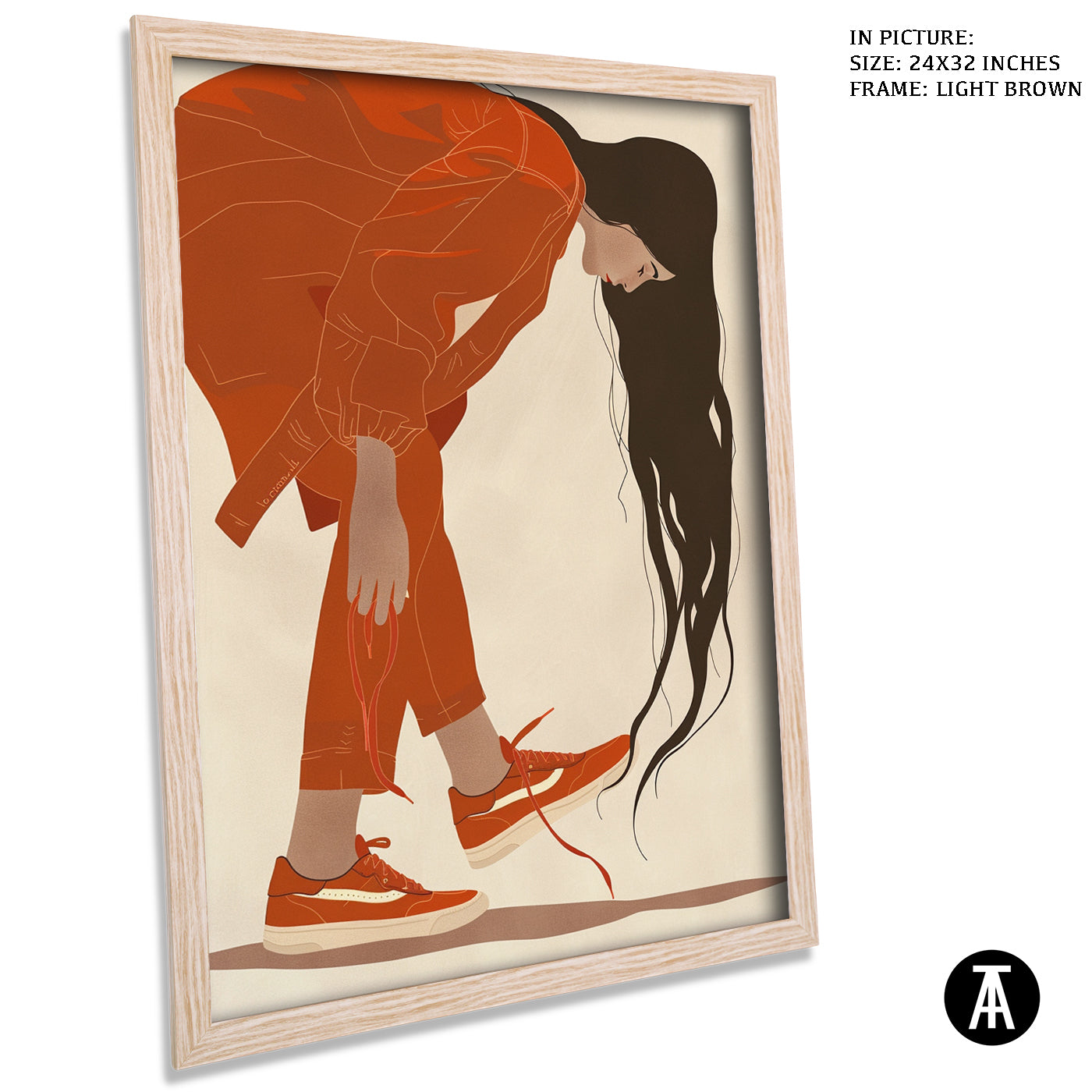 Artwork in Light Brown Frame