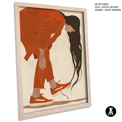 Artwork in Light Brown Frame