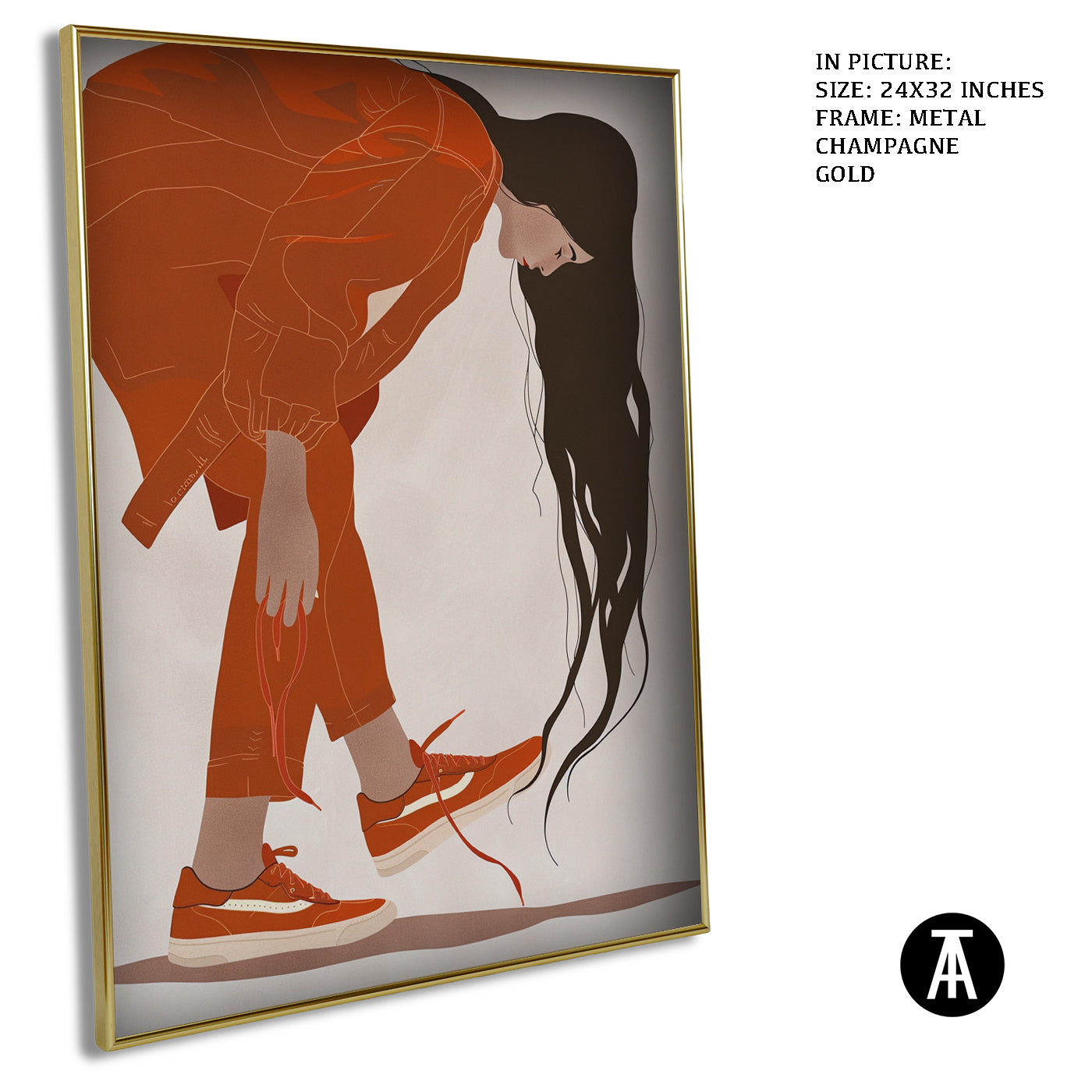 Artwork in Metal Champagne Gold Frame