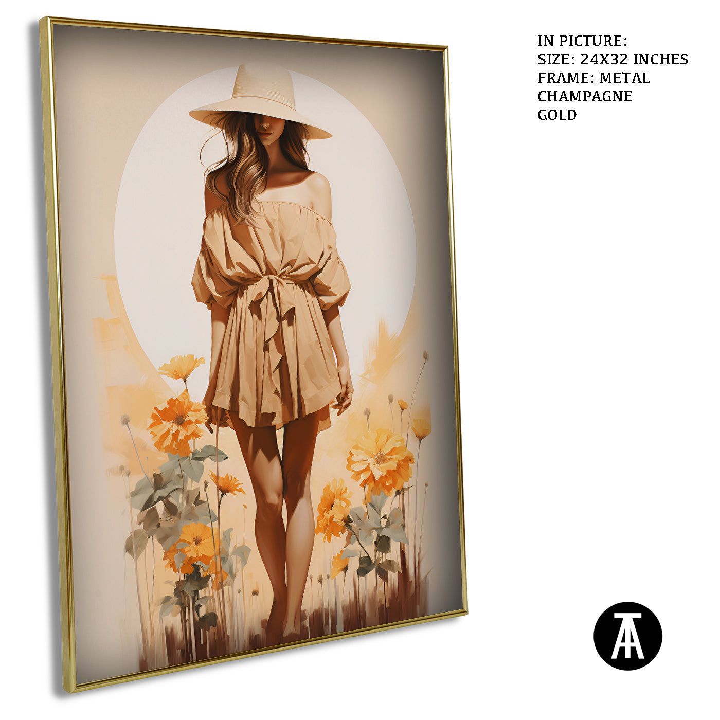 Artwork in Light Brown Frame