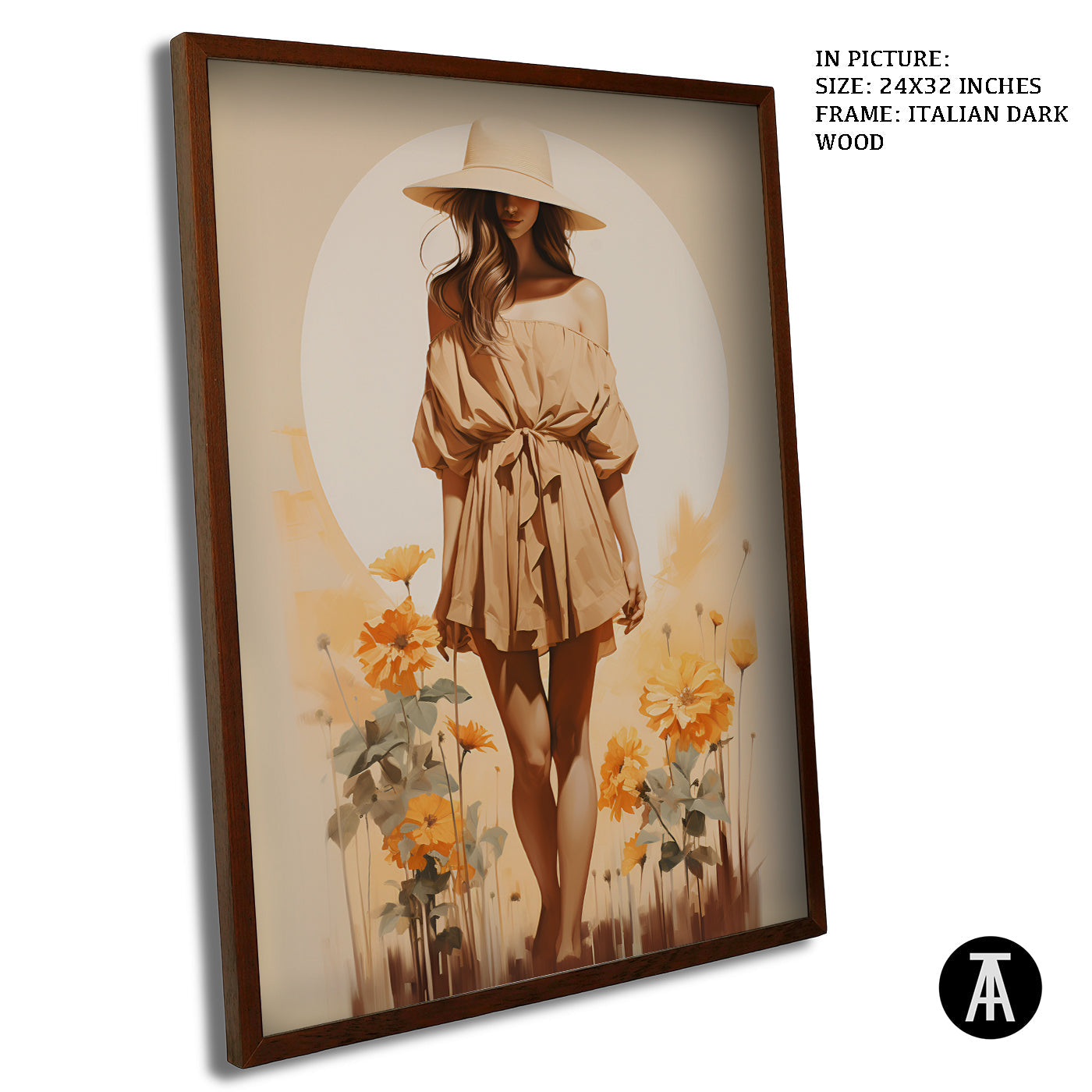 Artwork in Dark Wood Frame