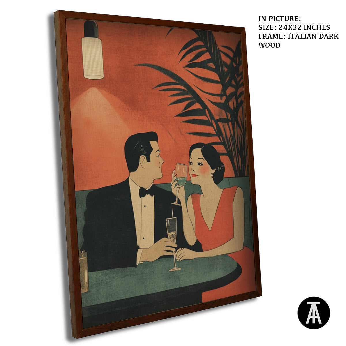Artwork in Dark Wood Frame