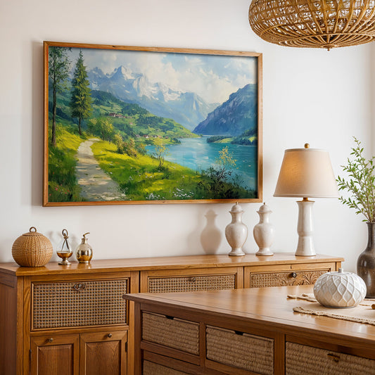 Swiss Alps Painting in a Lifestyle Setting