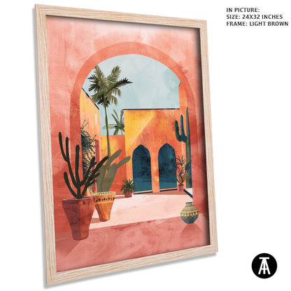 Artwork in Light Brown Frame