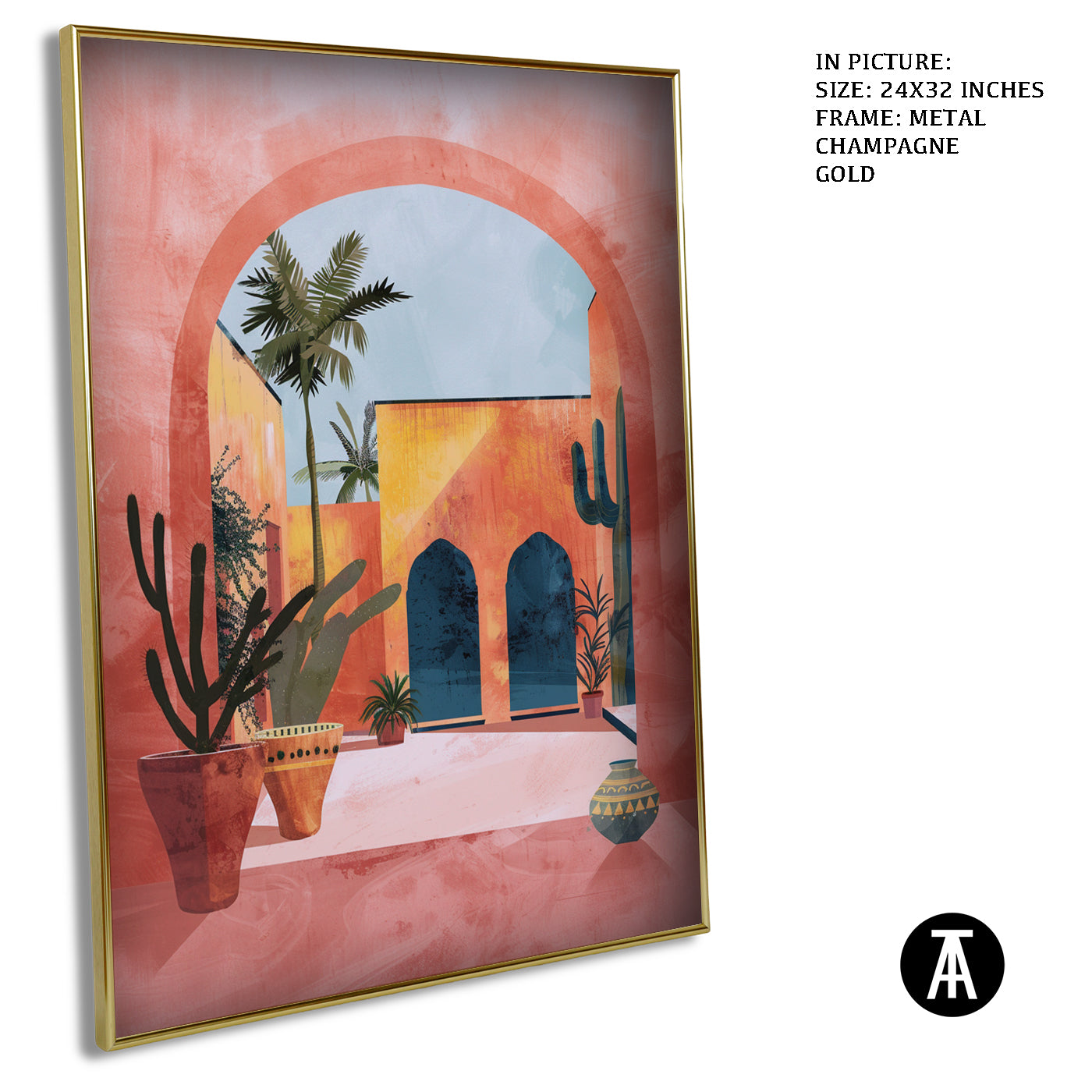 Artwork in Metal Champagne Gold Frame