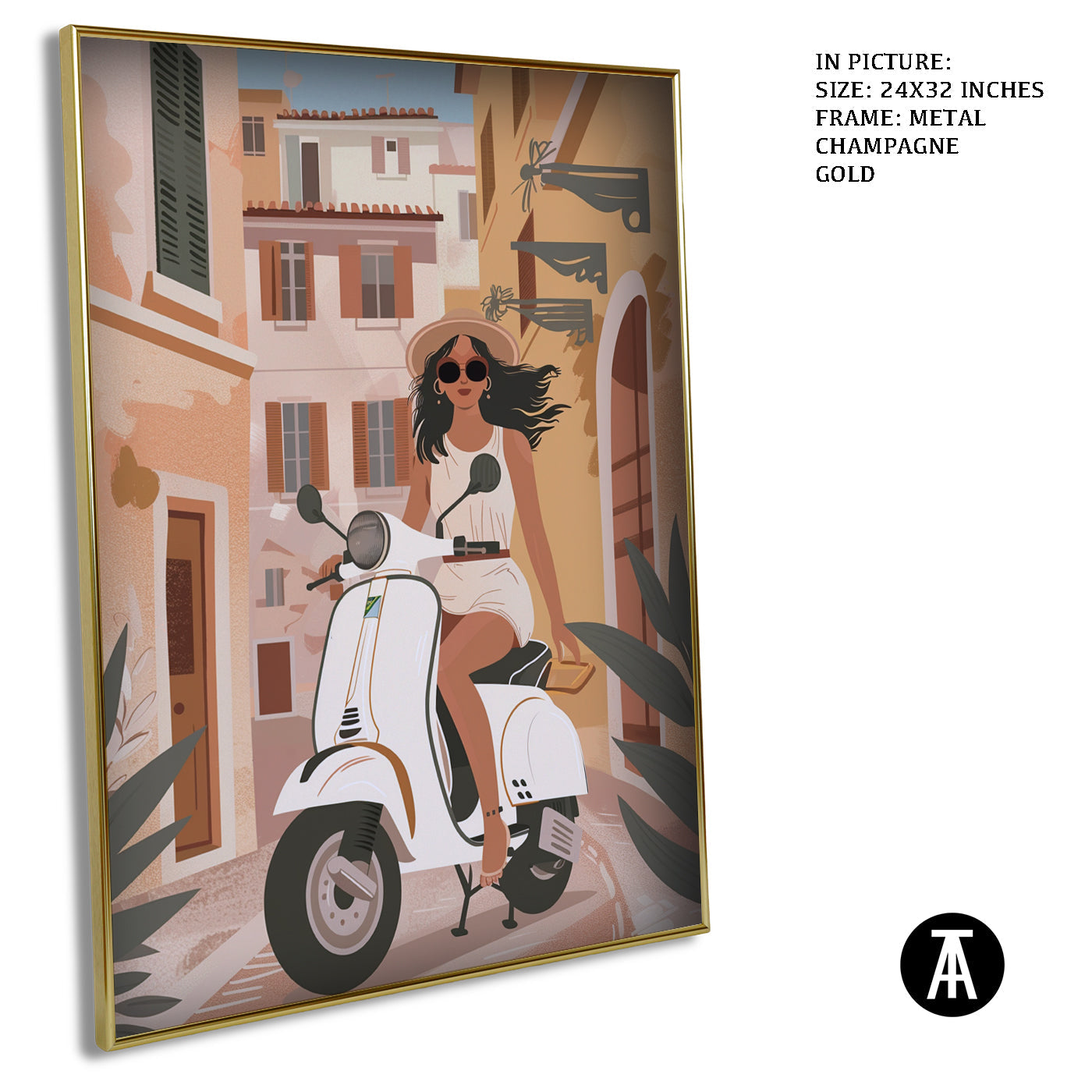 Artwork in Metal Champagne Gold Frame