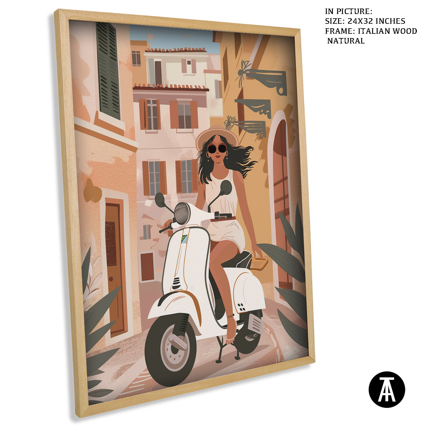 Artwork in Natural Wood Frame