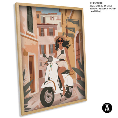 Artwork in Natural Wood Frame