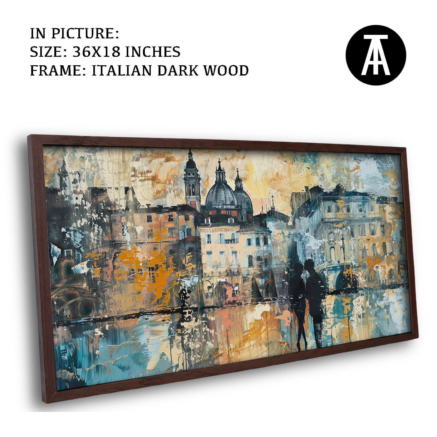 Artwork in Dark Wood Frame