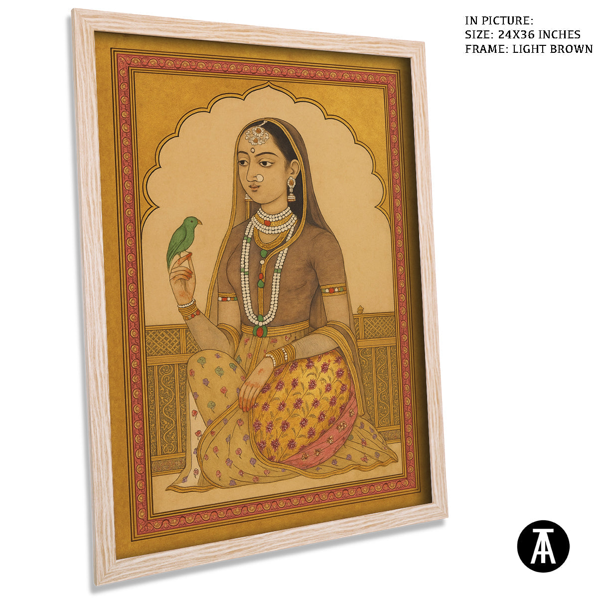 Artwork in Light Brown Frame