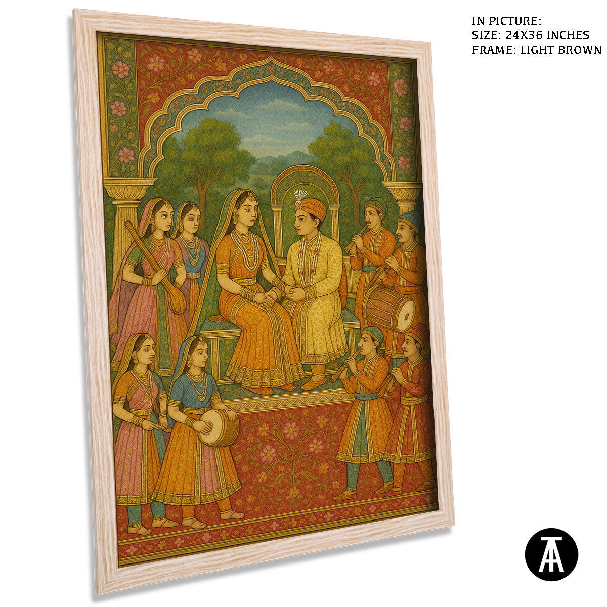 Artwork in Light Brown Frame
